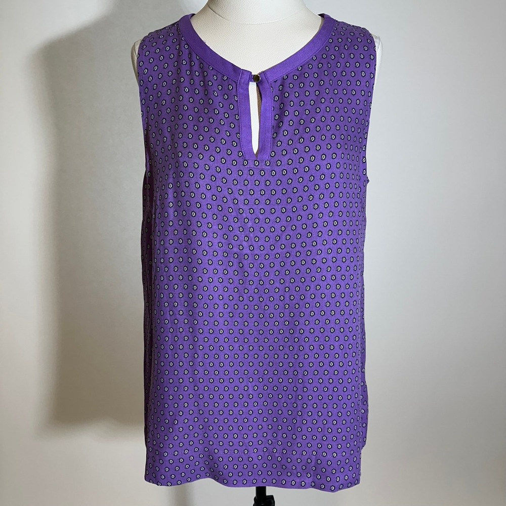 Liz Claiborne Purple Sleeveless Keyhole Neck Tank Top Blouse Womens Size Medium